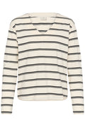 KAFFE Winny T-shirt V-Neck Stribet Hvid Sort
