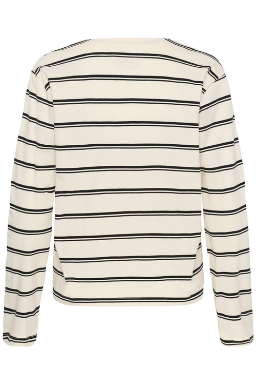 KAFFE Winny T-shirt V-Neck Stribet Hvid Sort