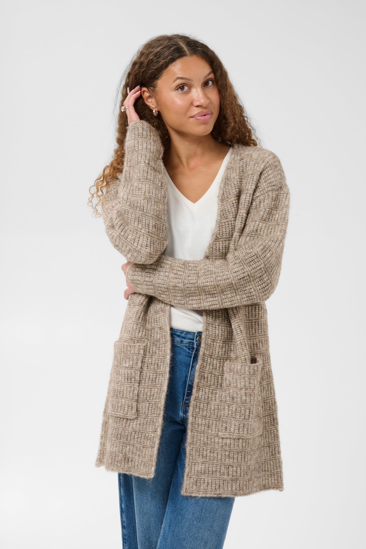 KAFFE Kikki Cardigan Desert Taupe Melange Brun