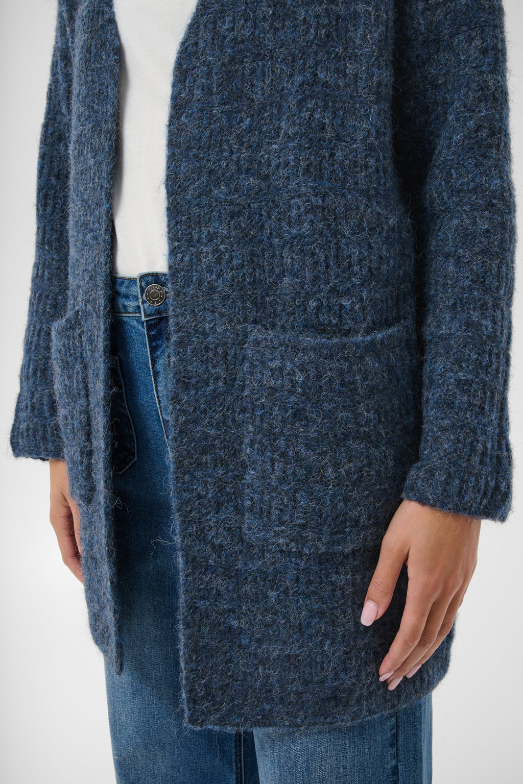 KAFFE Kikki Cardigan Graphite Melange Blå