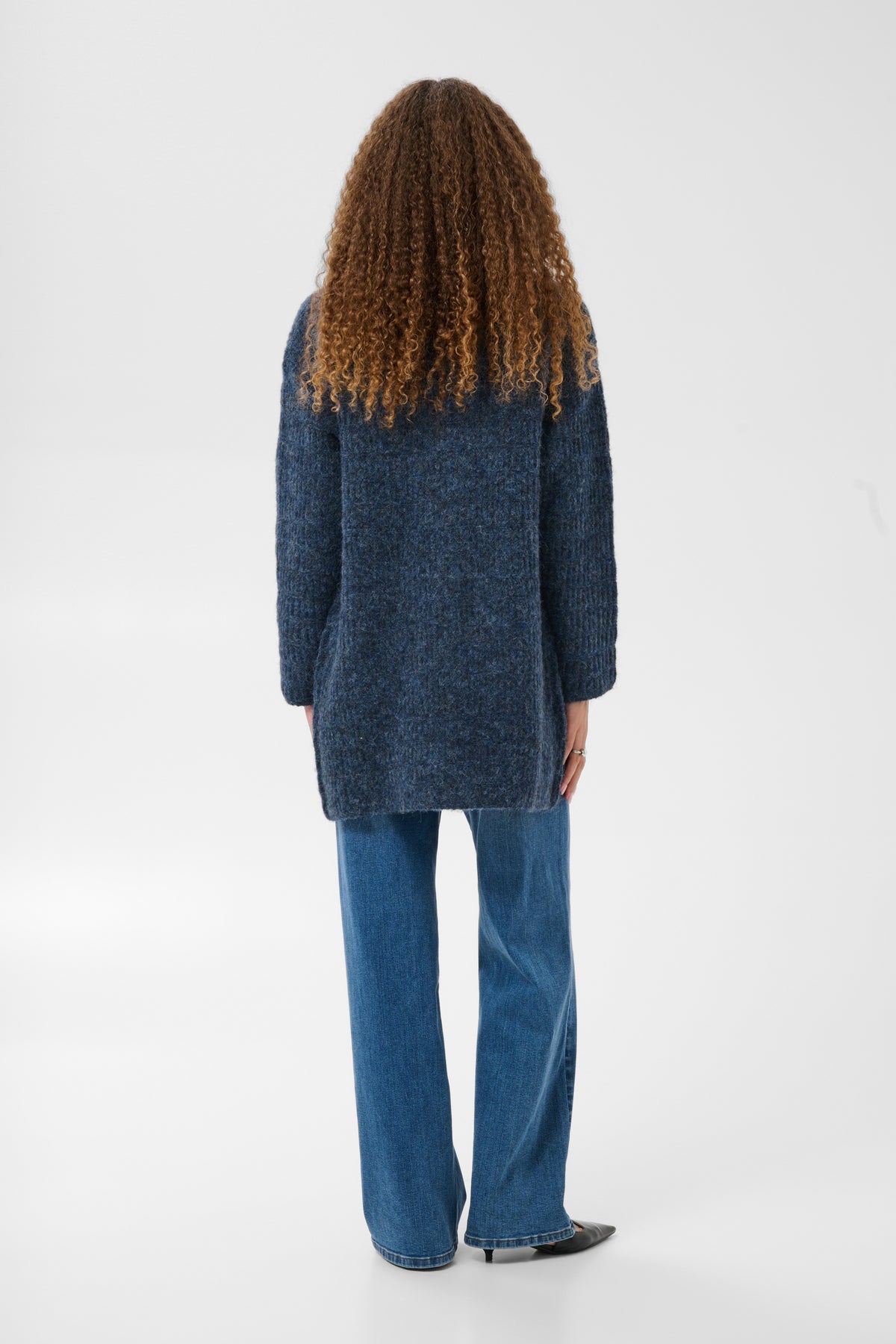 KAFFE Kikki Cardigan Graphite Melange Blå