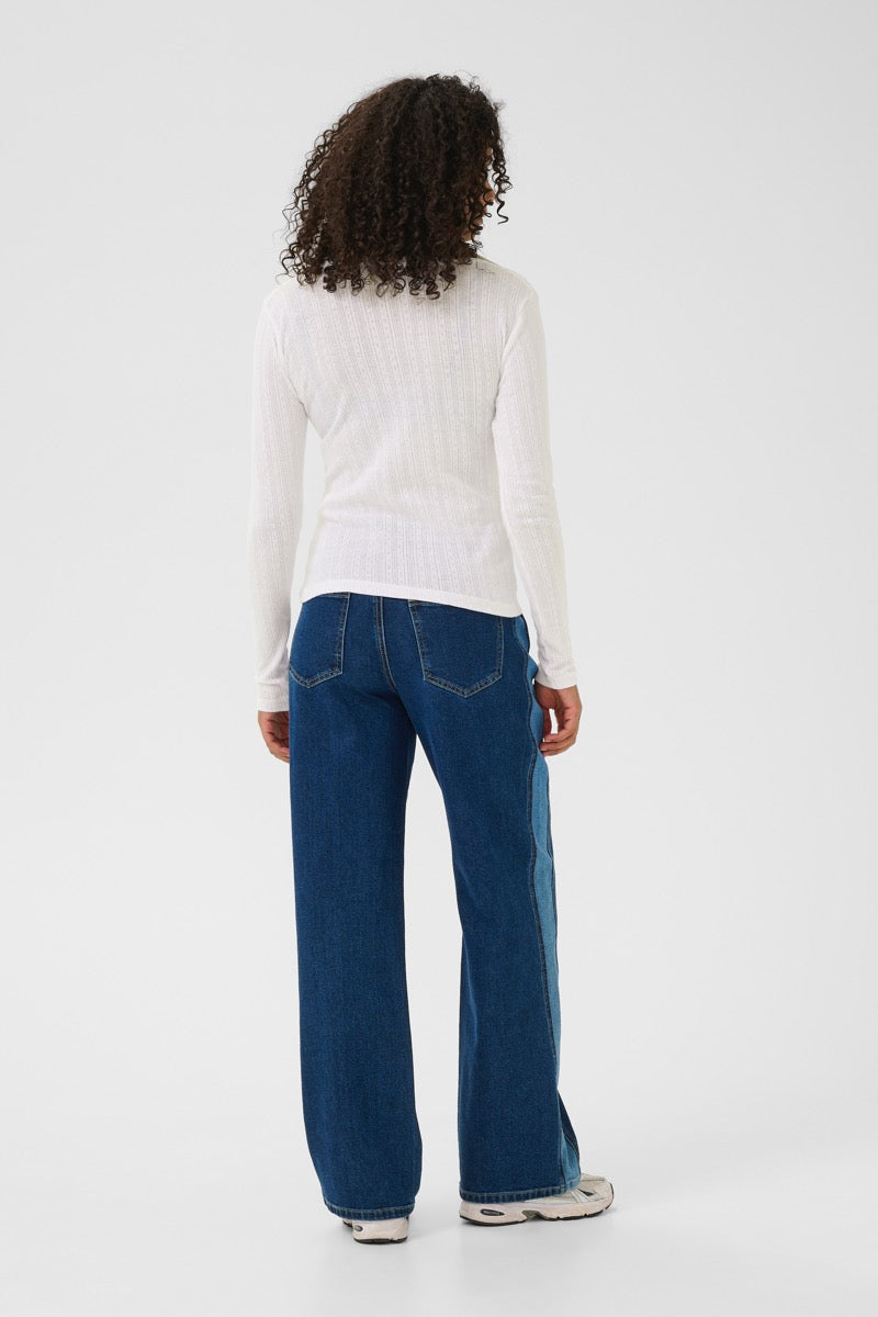 KAFFE Vibe Pointelle Cardigan Chalk Hvid
