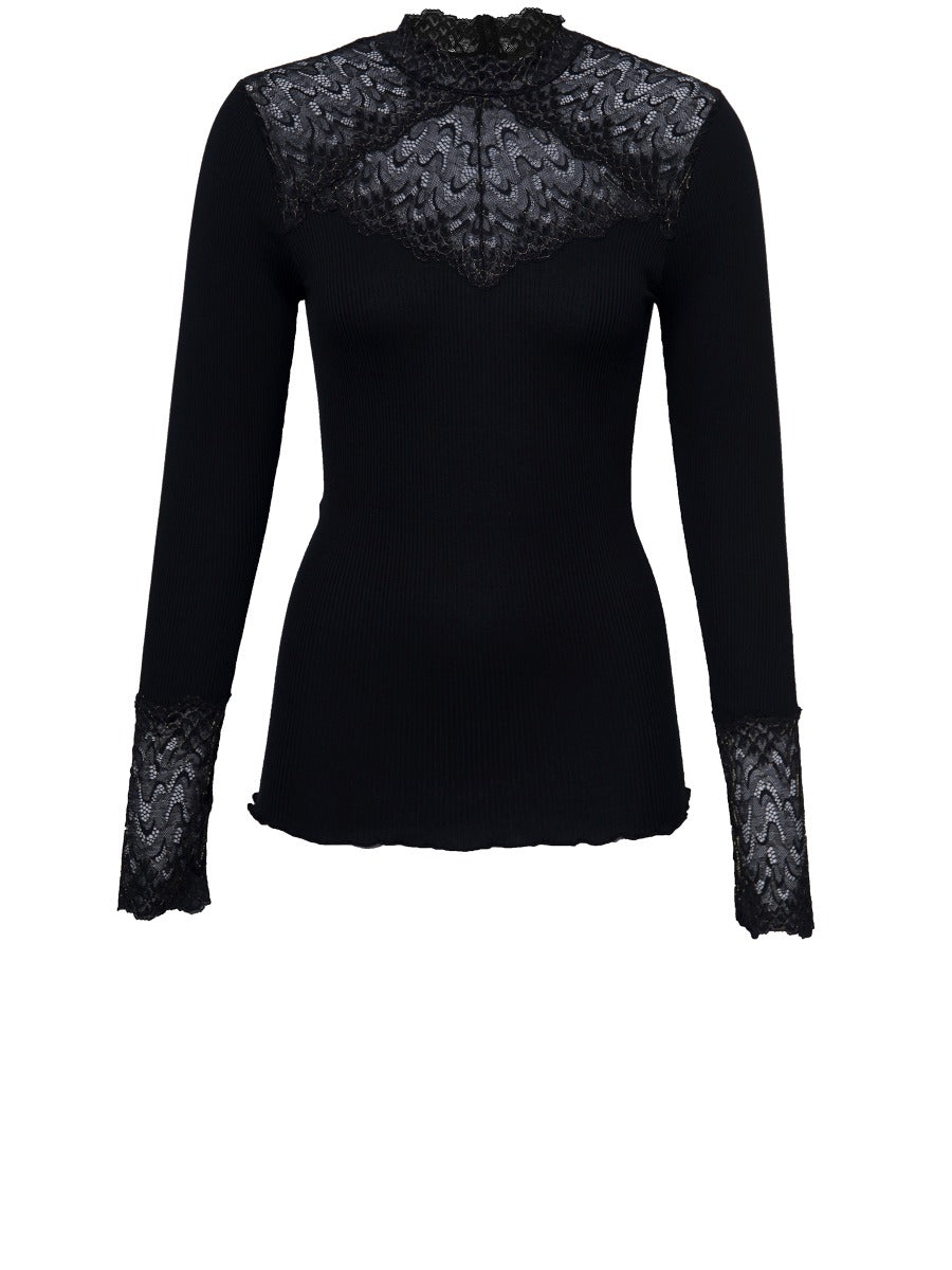Rosemunde T Shirt Silke Sort m Guld