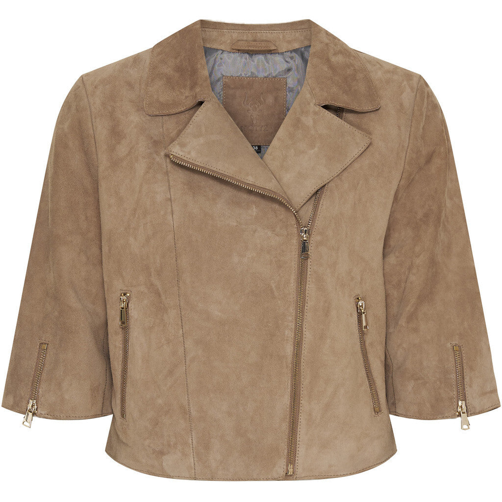 NOTYZ Cropped Suede Jacket Dark Stone Light Gold