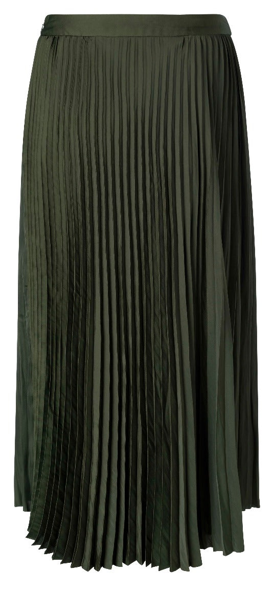 YAYA Satin faux wrapped skirt w pleats Deep Dark Woods