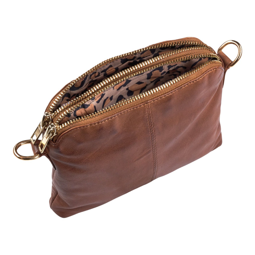 Orchid Clutch Mørk Cognac