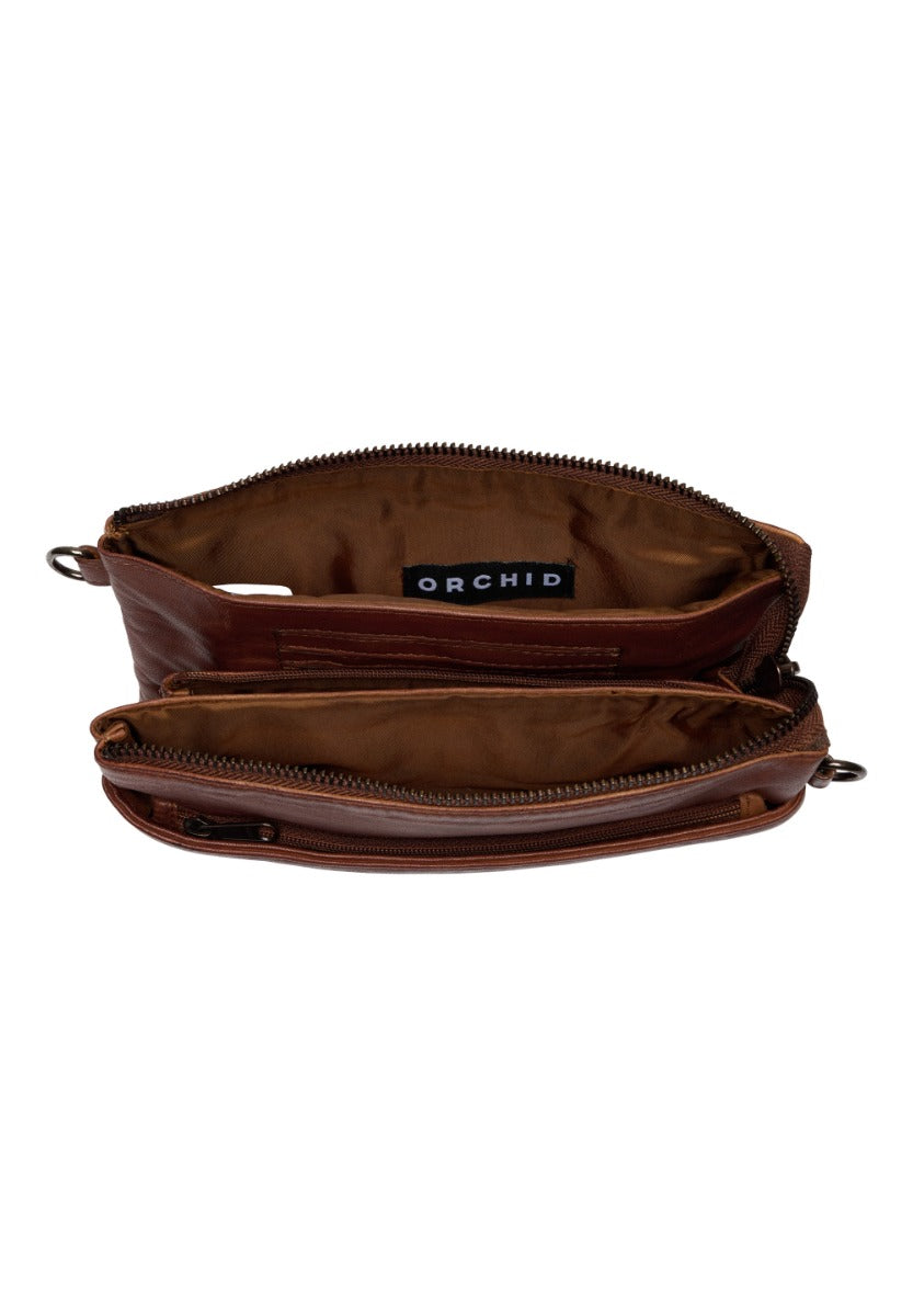 Orchid Taske med Rem Dark Cognac