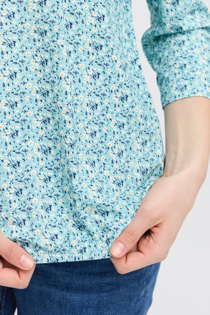 Fransa Emfloral 1 T-shirt Blomstret Aquifer Grøn