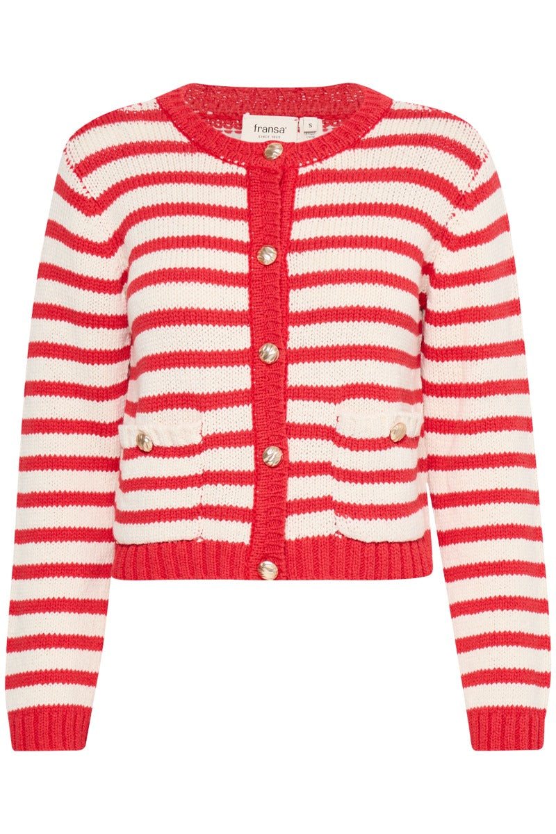 FRANSA Belinda Cardigan Beige Rød