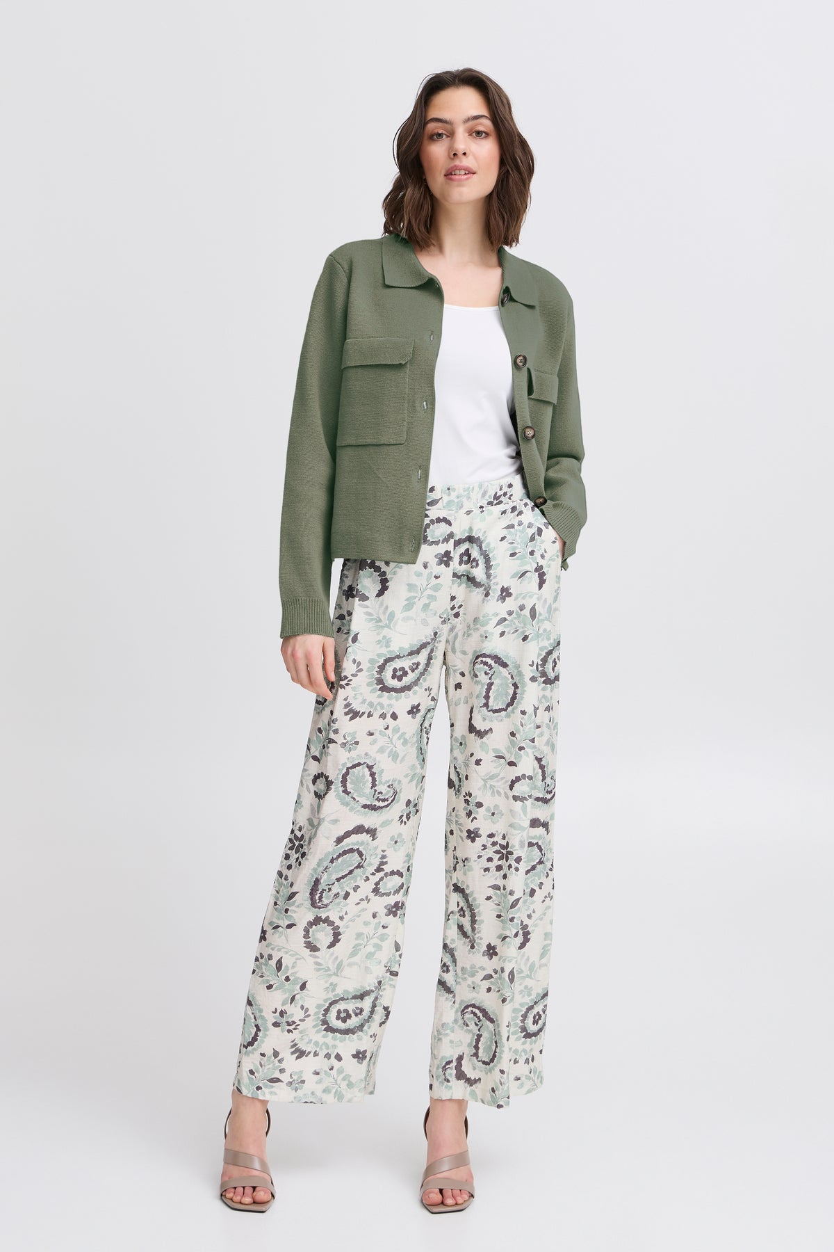 Fransa Ita 1 Cardigan Agave Grøn