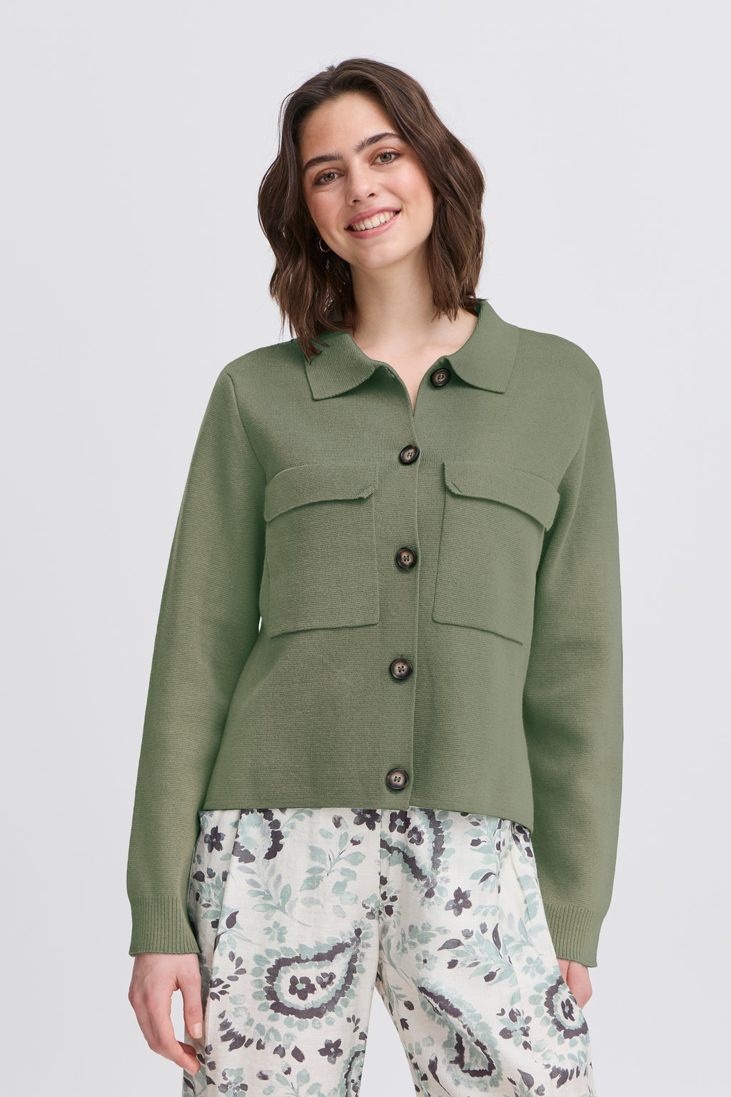 Fransa Ita 1 Cardigan Agave Grøn