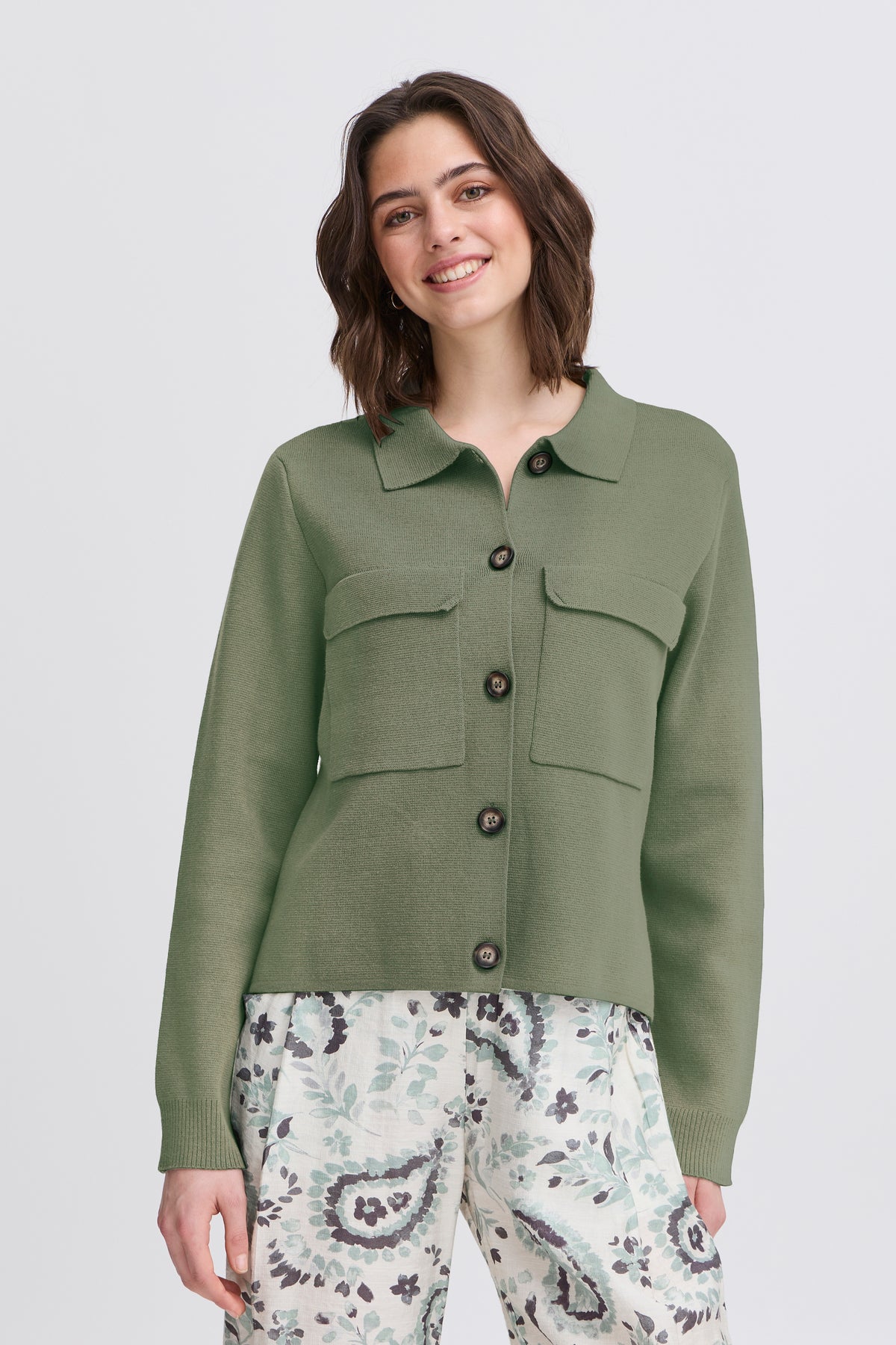 Fransa Ita 1 Cardigan Agave Grøn