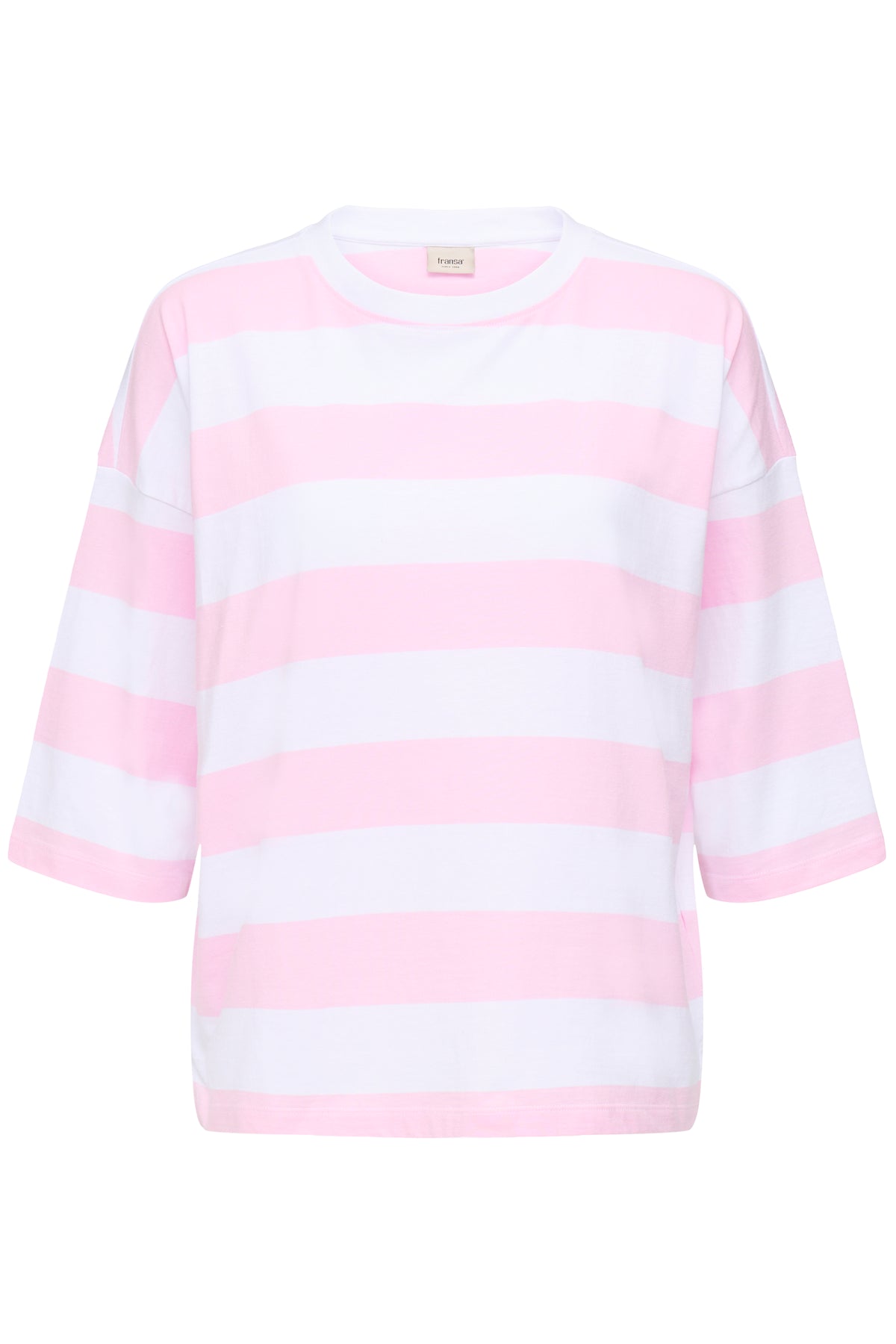 Fransa Milda T-shirt 1 Stribet Hvid w Cameo Pink