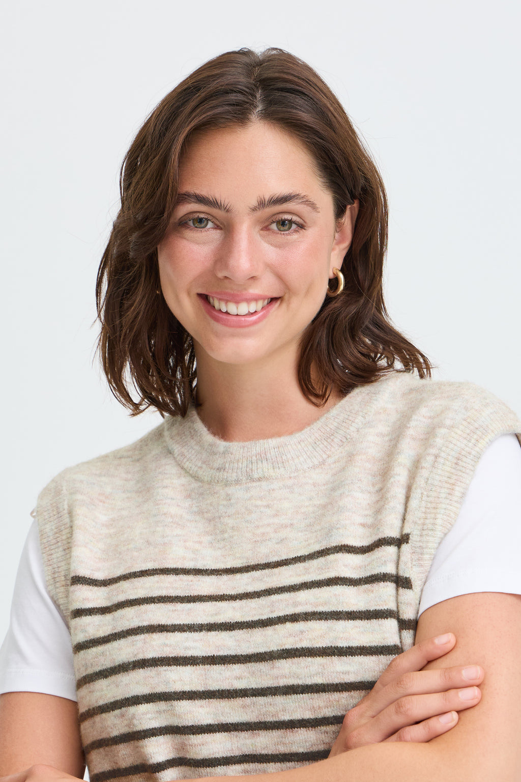 Fransa Sanny Strik 4 Striber Oatmeal Brun