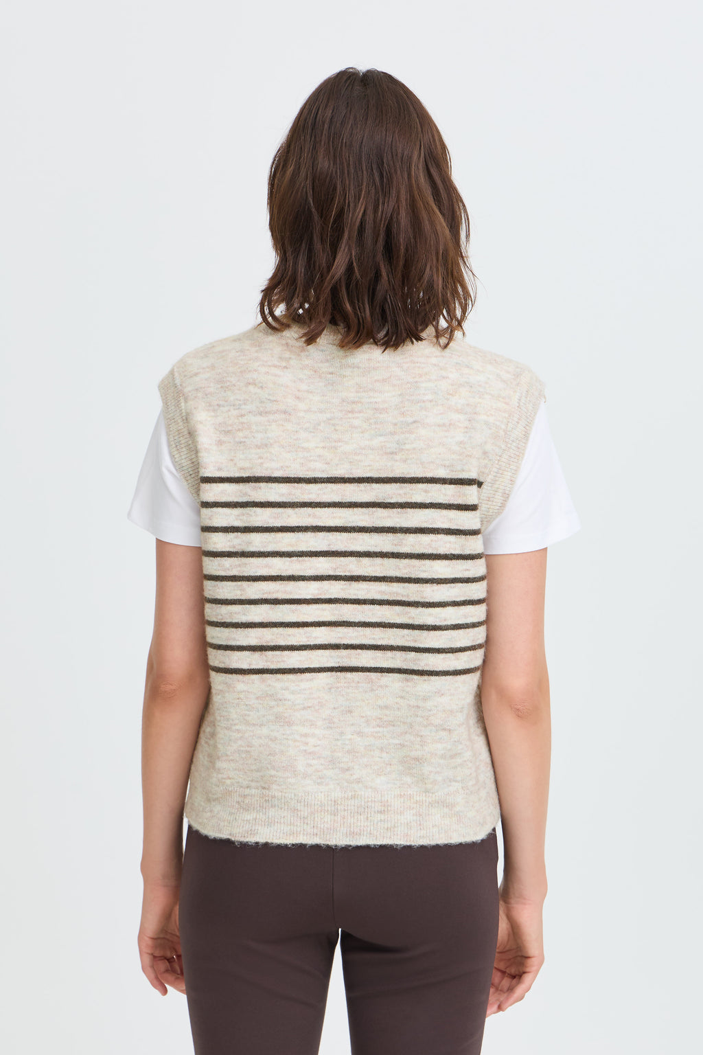 Fransa Sanny Strik 4 Striber Oatmeal Brun