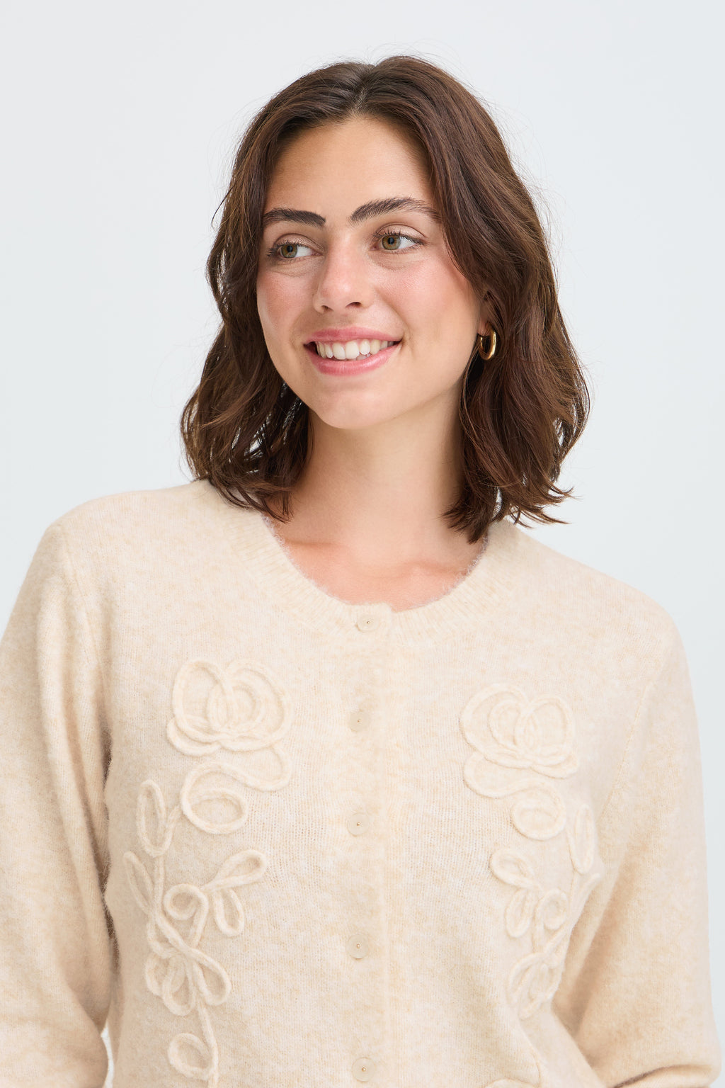 Fransa Kendra Cardigan 4 Oatmeal Melange Sand