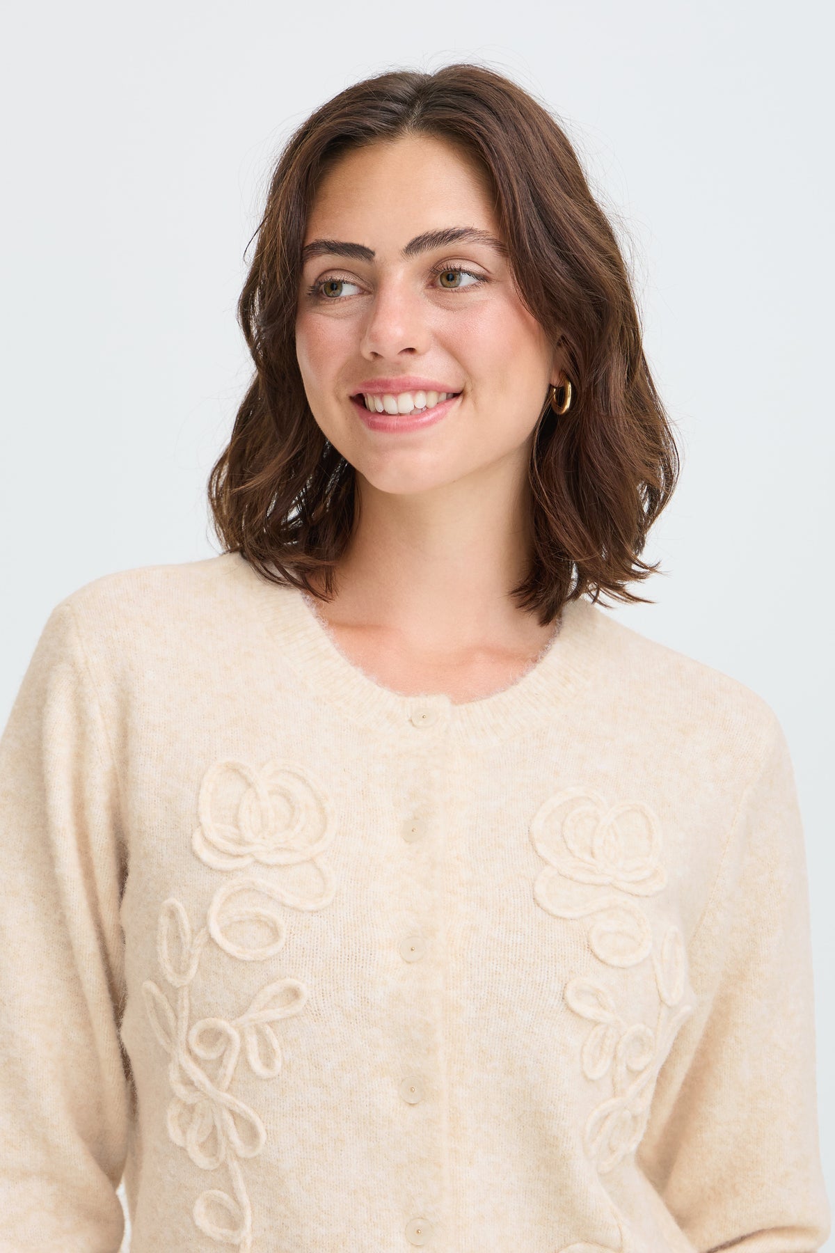 Fransa Kendra Cardigan 4 Oatmeal Melange Sand