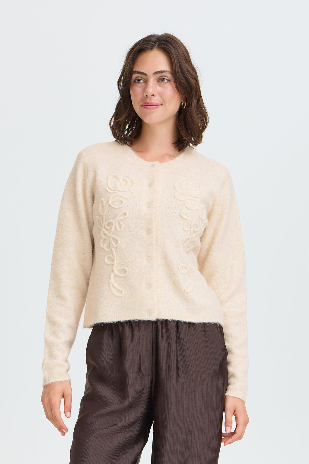 Fransa Kendra Cardigan 4 Oatmeal Melange Sand