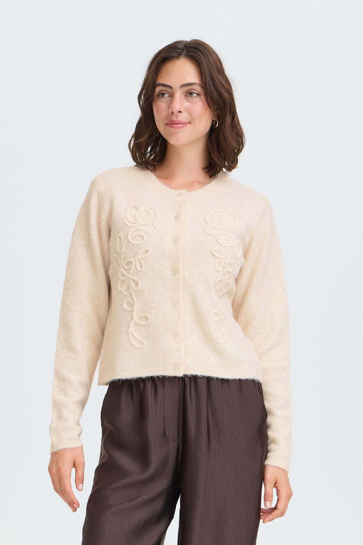 Fransa Kendra Cardigan 4 Oatmeal Melange Sand