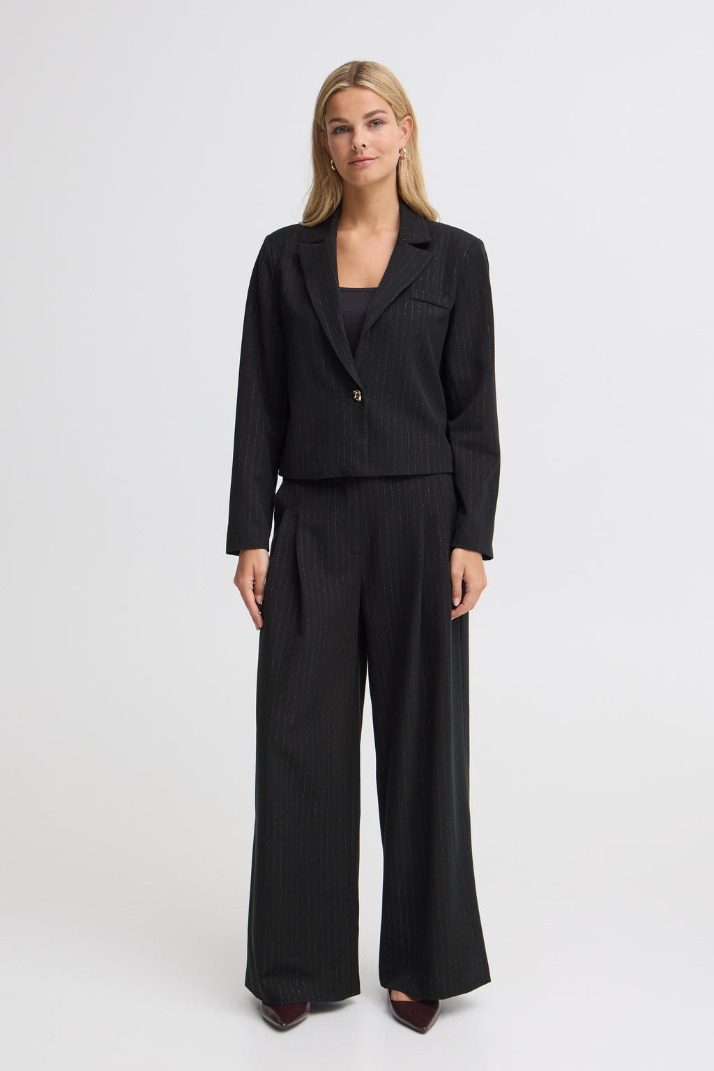 Fransa Spin Blazer 1 Lurex Striber Sort