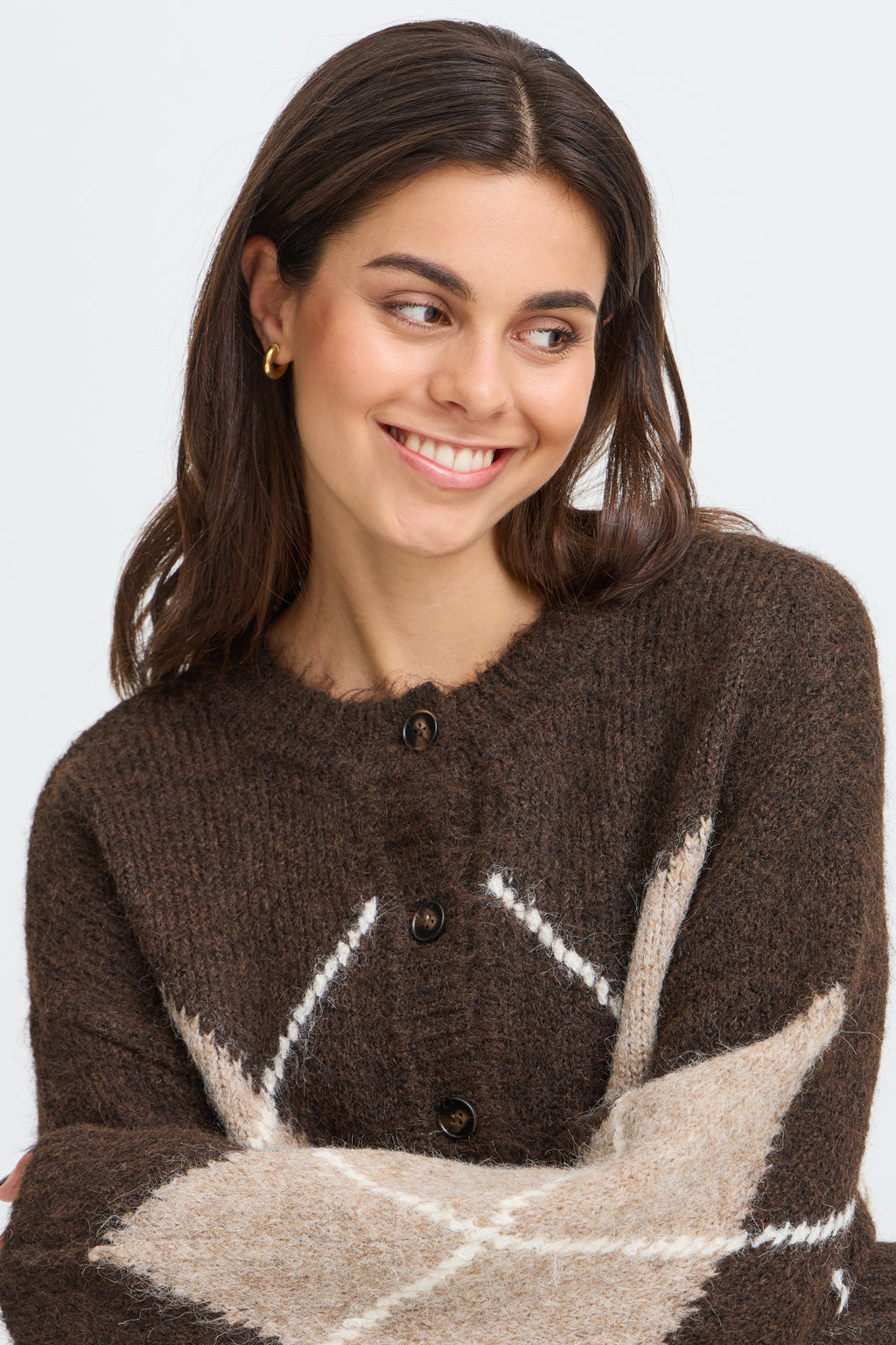 Fransa Charleen Cardigan 3 Hot Fudge Brun