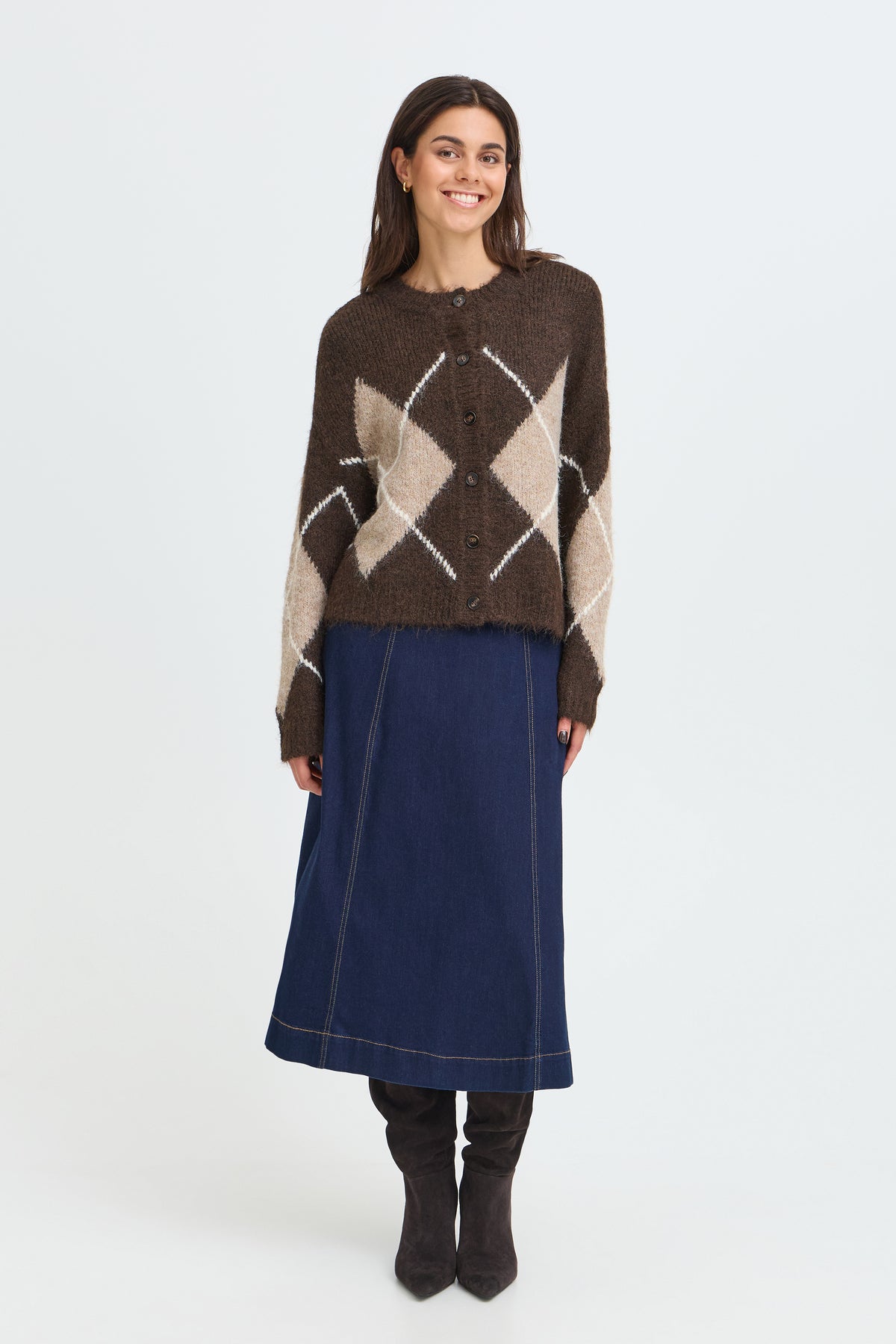 Fransa Charleen Cardigan 3 Hot Fudge Brun