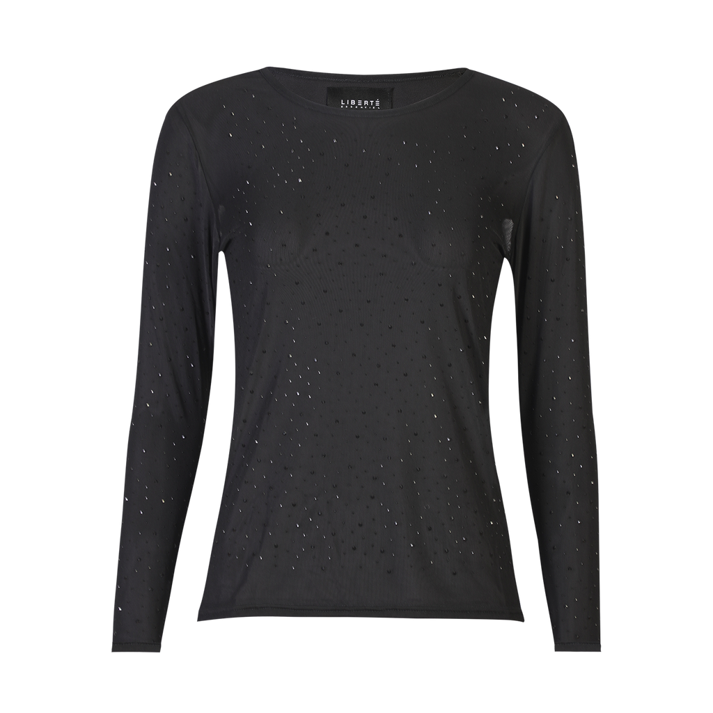 Liberte Mesh T-shirt Sparkle Langærmet Diamond Dot Sort