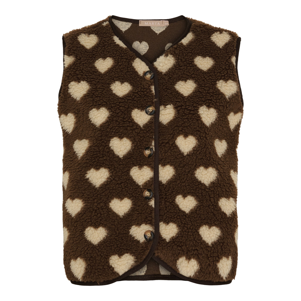 Marta Du Chateau Dahlia Vest Hjerter Mørk Brun Caramel