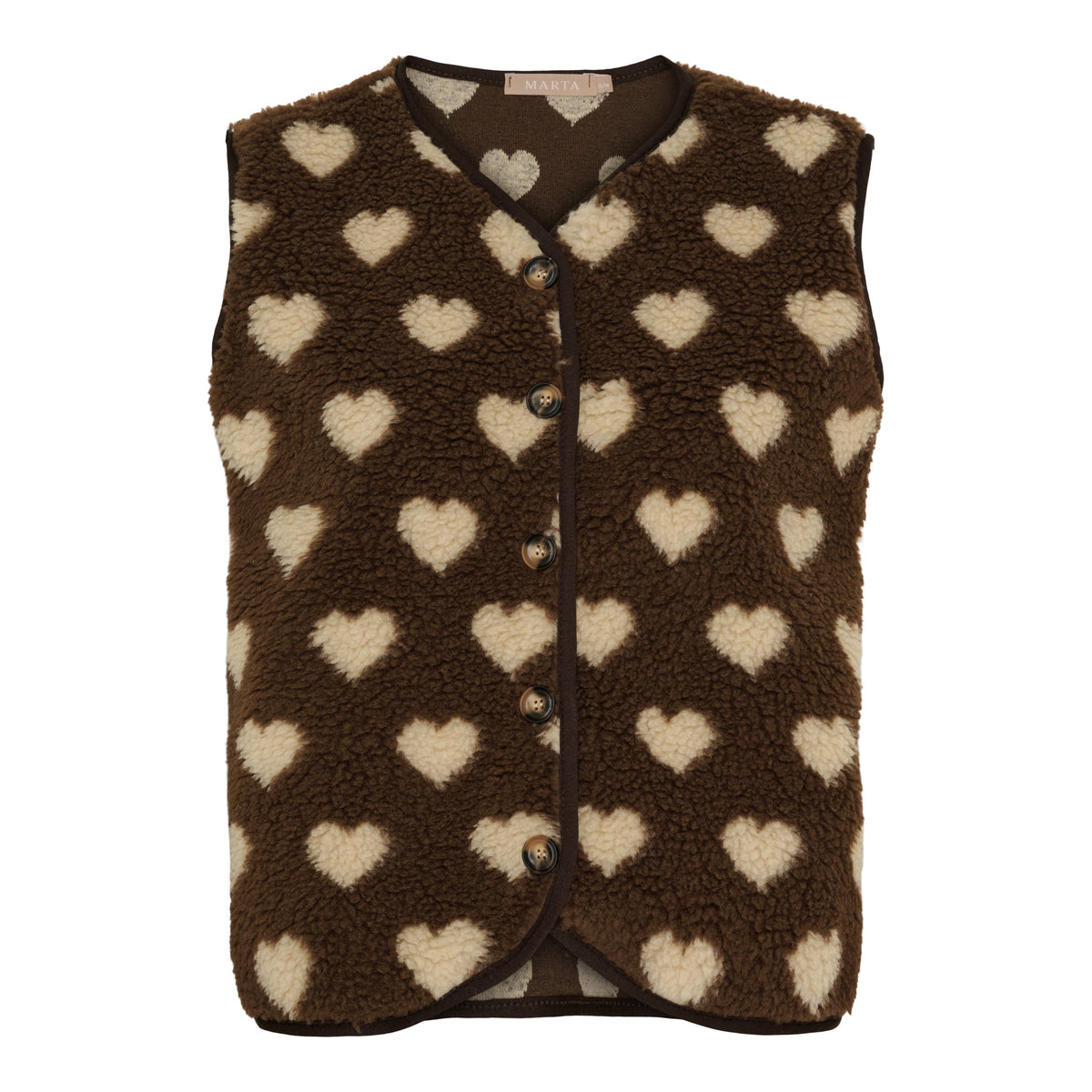 Marta Du Chateau Dahlia Vest Hjerter Mørk Brun Caramel