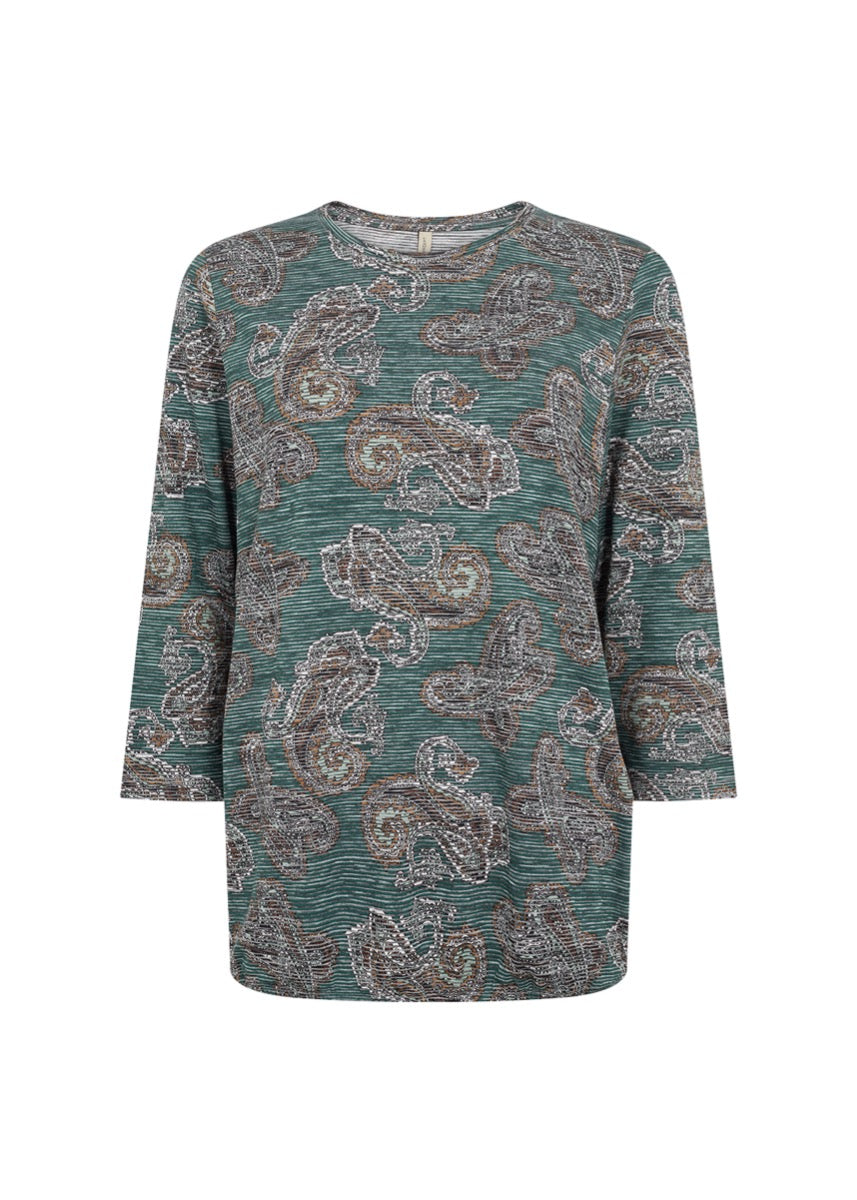 Soyaconcept Galina 33 T shirt Grøn Paisley Print