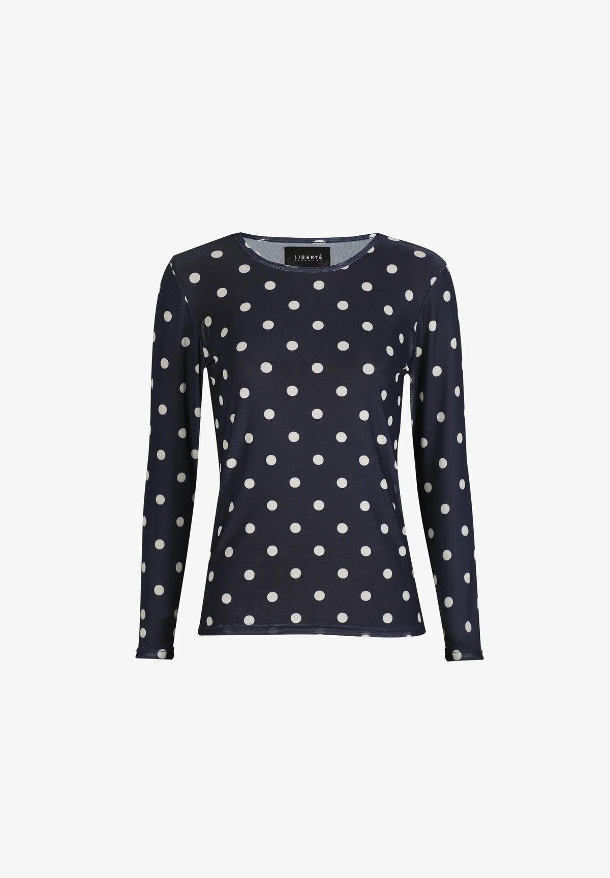 Liberte Mesh Langærmet T-shirt Store Prikker Navy Creme