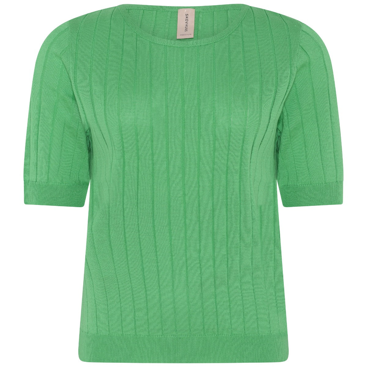 Skovhuus Ribstrik O Neck T Shirt Grøn
