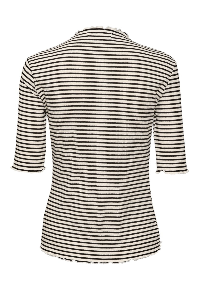 Karen By Simonsen Candace SS Stribet T-shirt Egret Meteorite Sort