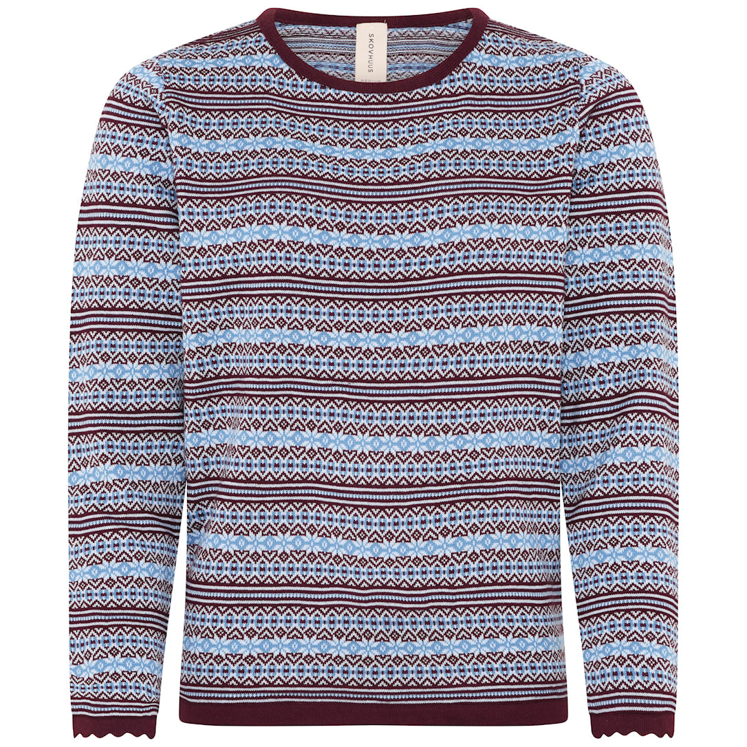 Skovhuus Nynne Strik Pullover Feminine Jaquard Blackberry Rød