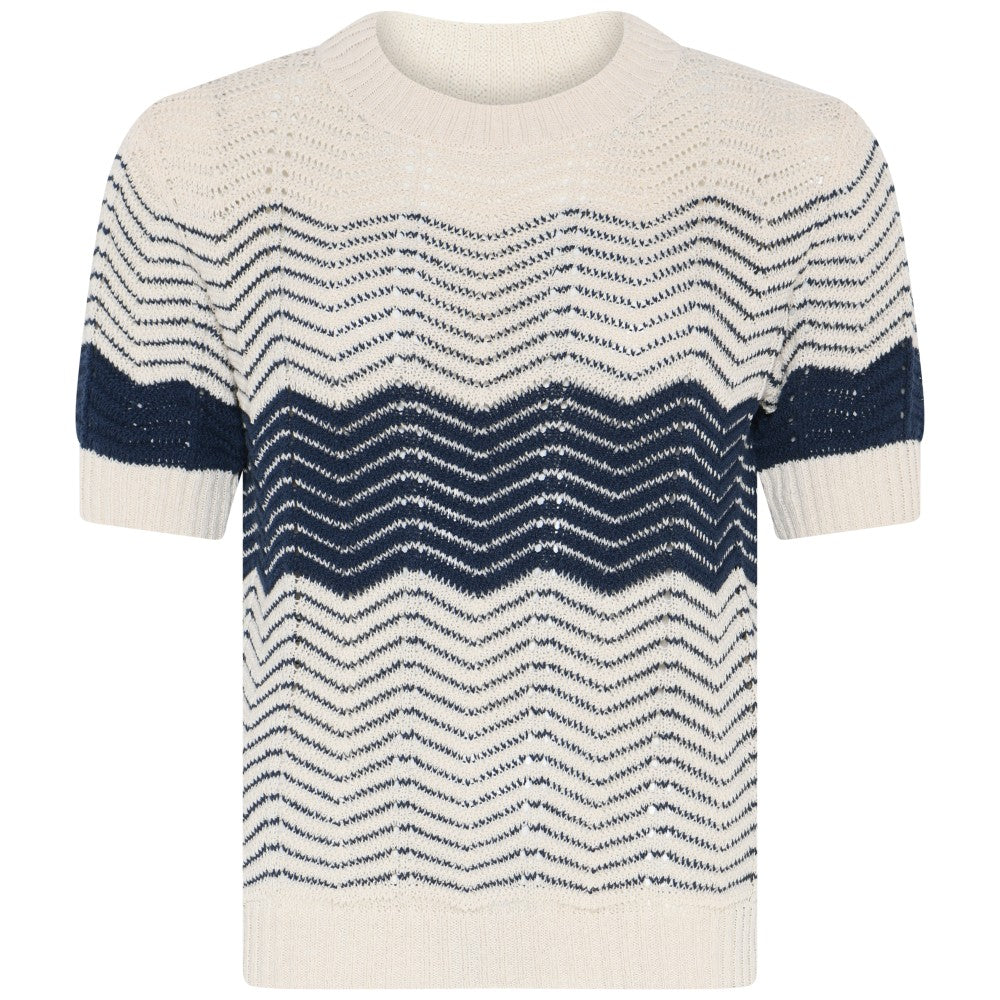 Skovhuus T-shirt Wawing O-Neck Stribet Cream