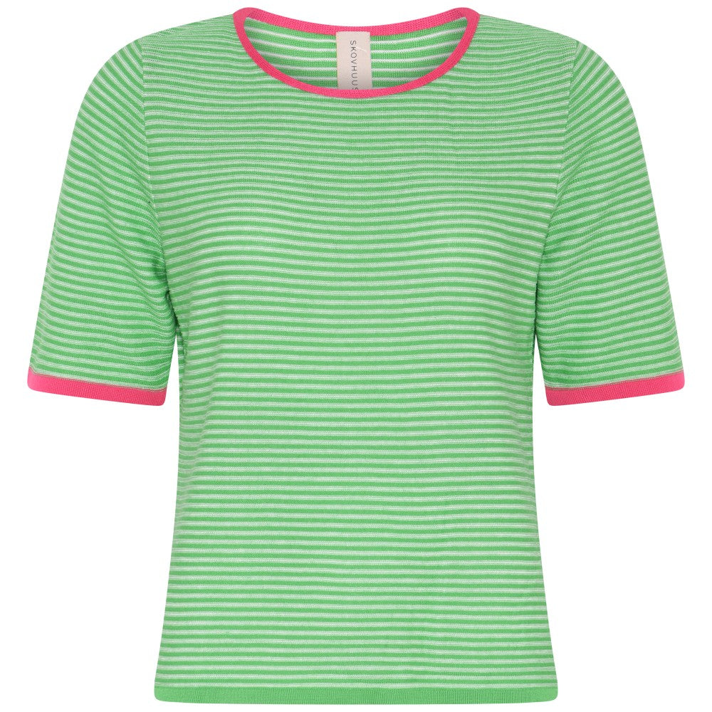 Skovhuus T-shirt Kortærmet Stribet Pea Grøn