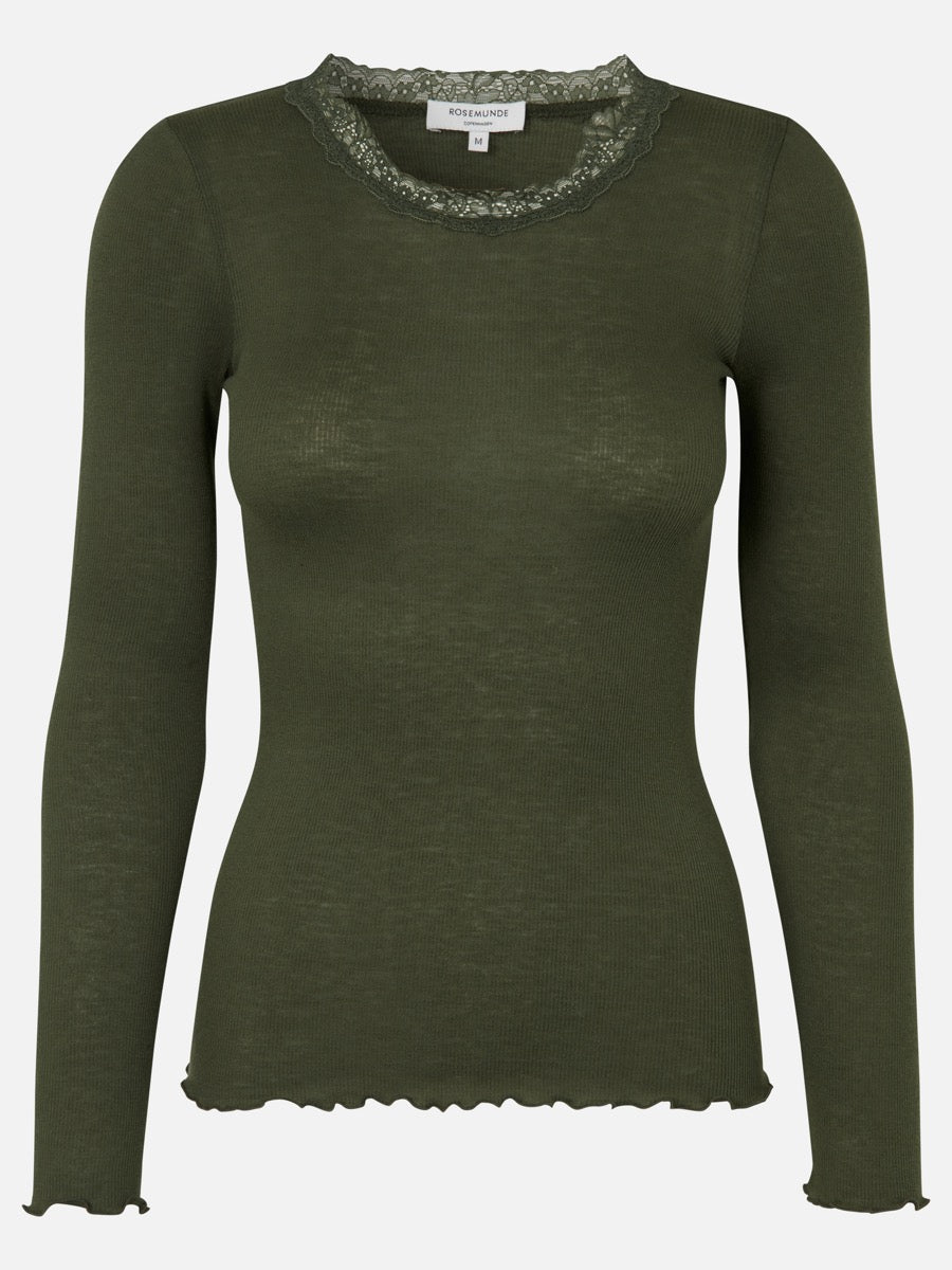Rosemunde Copenhagen Uld T-Shirt Lange ærmer Olive Night
