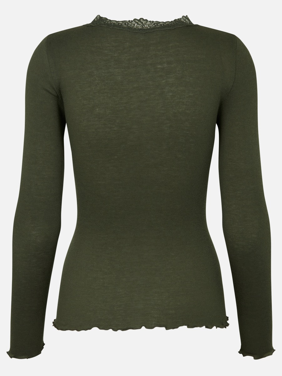 Rosemunde Copenhagen Uld T-Shirt Lange ærmer Olive Night