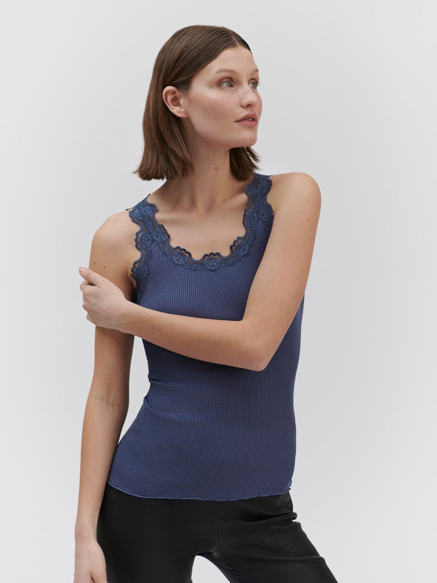 Rosemunde Copenhagen Silke Top w Lace True Navy