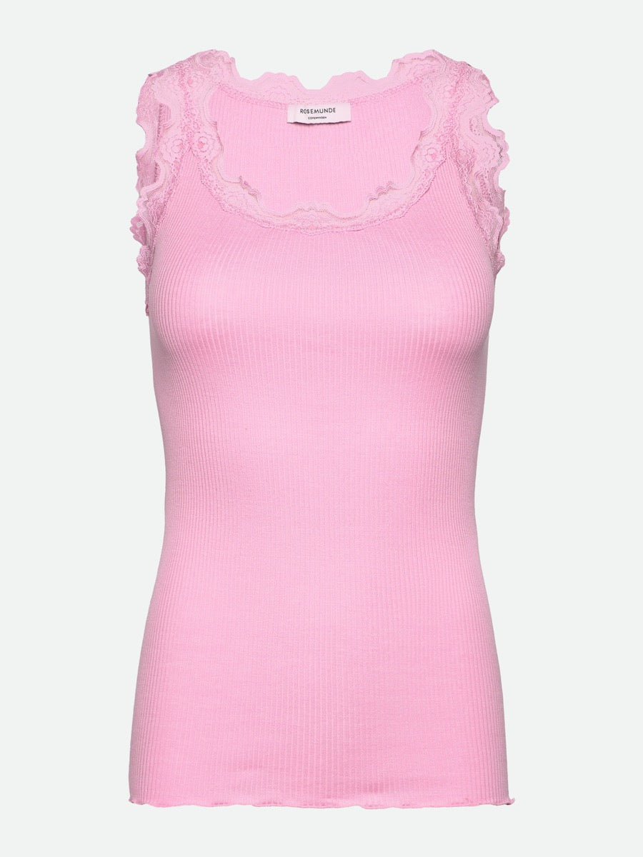 Rosemunde Copenhagen Babette Silke Top w Lace Prism Pink