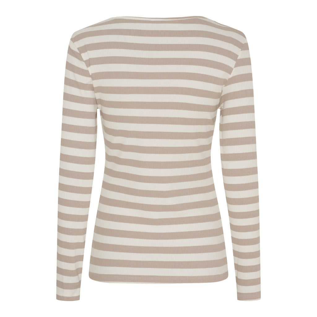 Marta Du Chateau Begonia T-shirt Langærmet Stribet Beige Melange