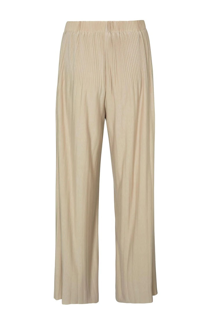 YAYA Jersey Plisse Bukser Wide Leg Sand