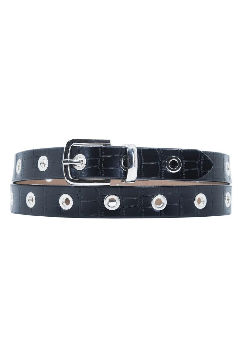 Löwenstein Bælte Croco Øje Hul 19mm Sort