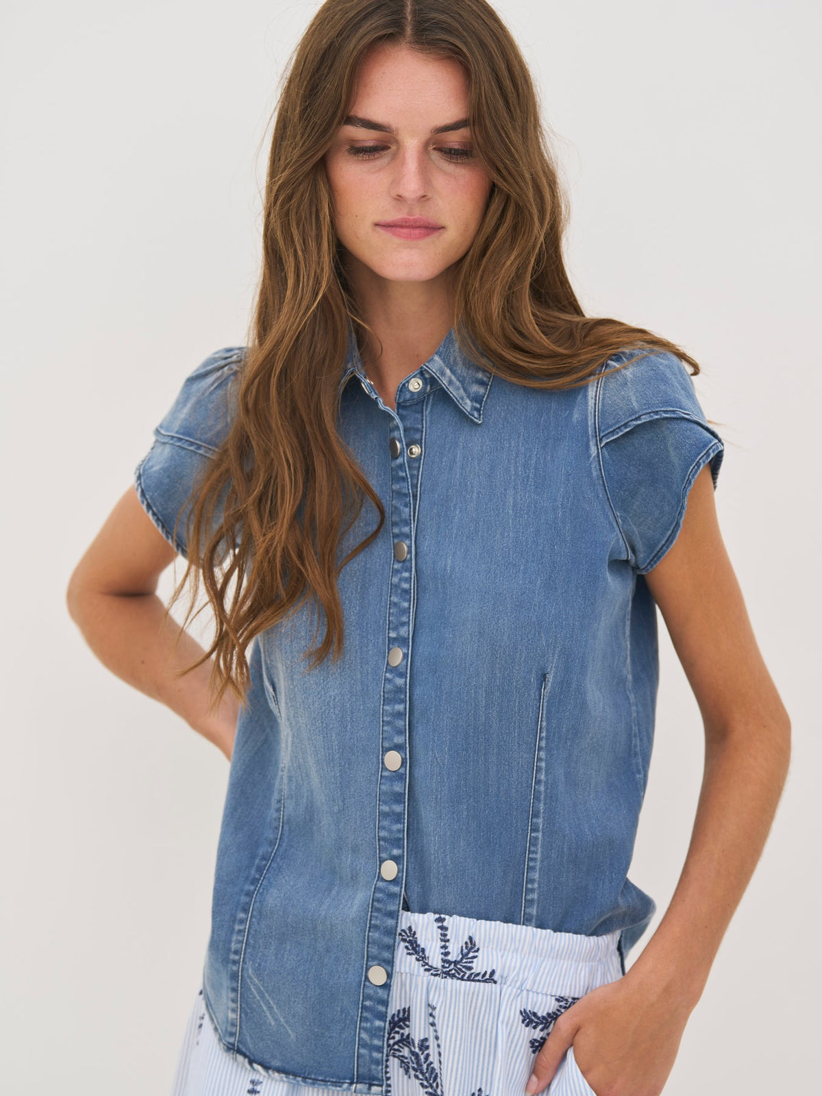 Nü Denmark Deima Skjorte Kortærmet Denim Blå