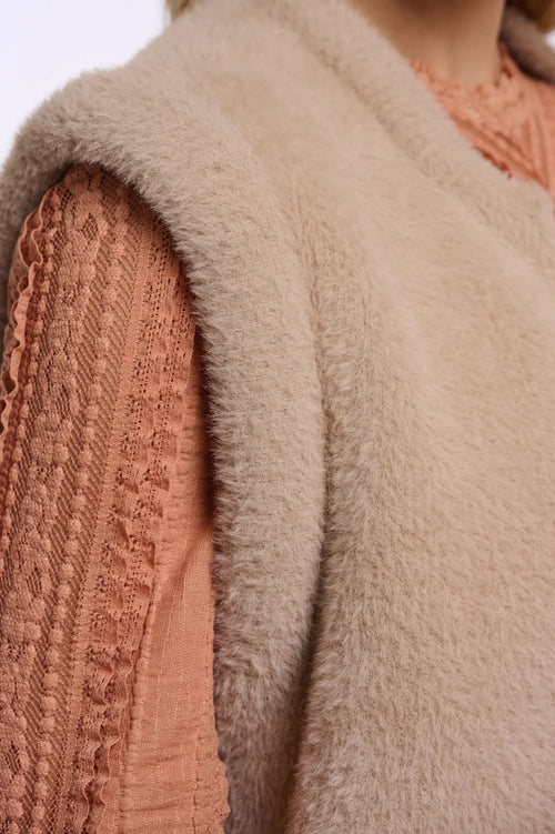 RINO & PELLE Elona Vest Kort Oat Beige