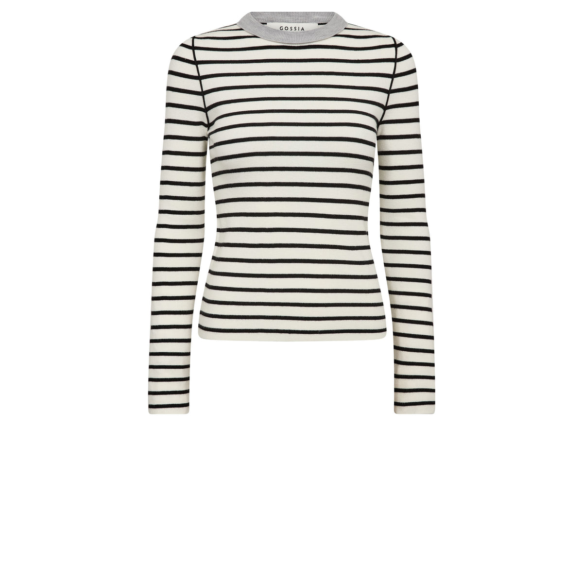GOSSIA FabiolaGO Pullover Langærmet Stribet Off White Sort