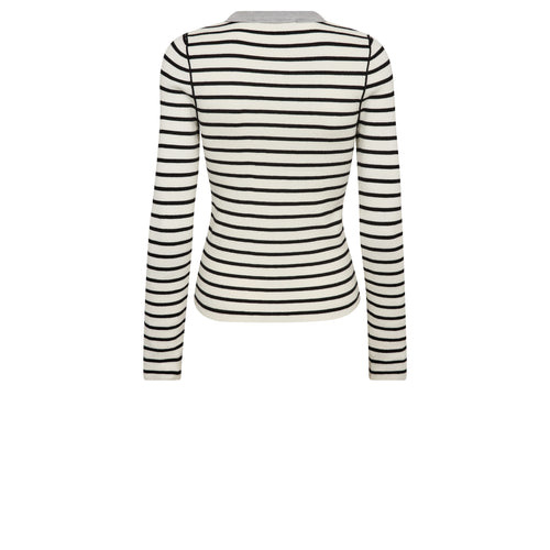 GOSSIA FabiolaGO Pullover Langærmet Stribet Off White Sort