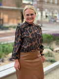 RINO & PELLE Jans Bluse Ruffle Leopard Brun