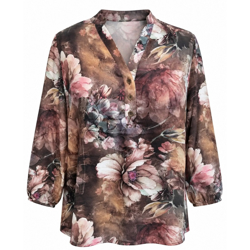 2 Biz Janna Bluse Blomster Brun Rosa