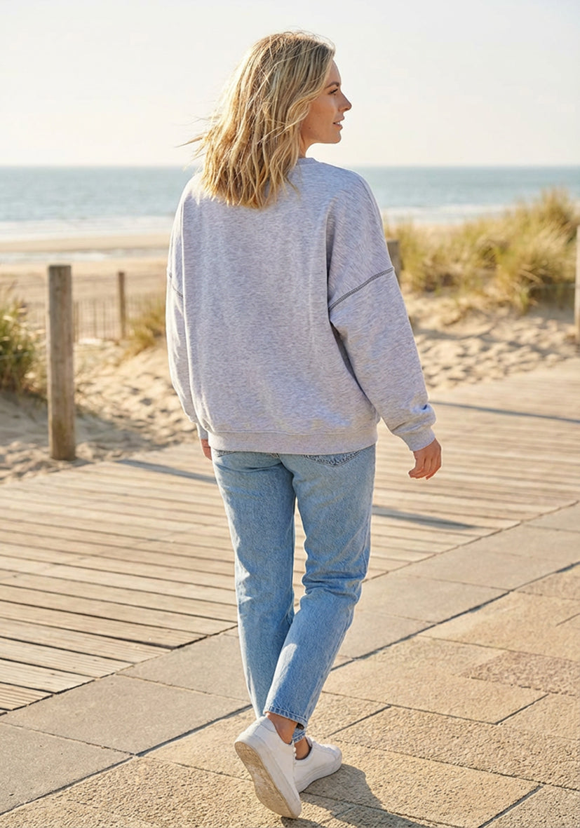 MIss Goodlife Roundneck Happines Grå